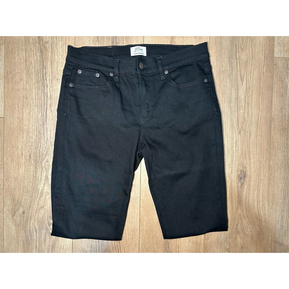 Women's‎ J.Crew 9 Inch Toothpick Skinny Jeans In Black Size 29P Stretch Denim - Picture 2 of 3